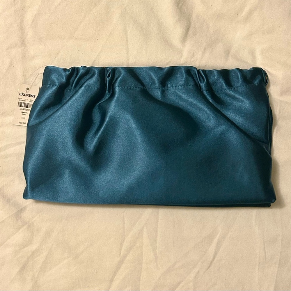 New Teal Satin Express Clutch Purse